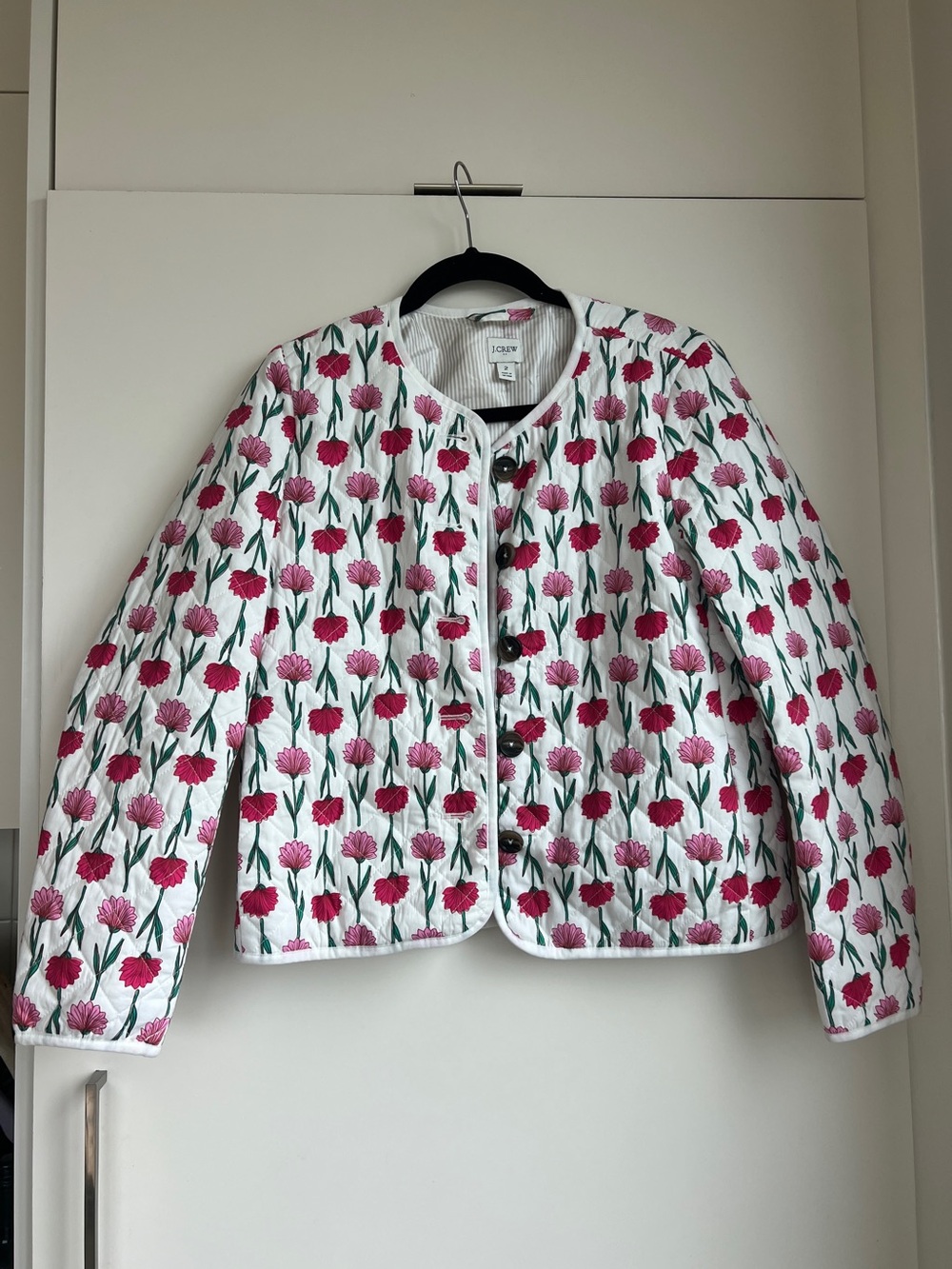 J.Crew Floral Quilted Jacket Womens Size 2 Cotton Button Front Lightweight